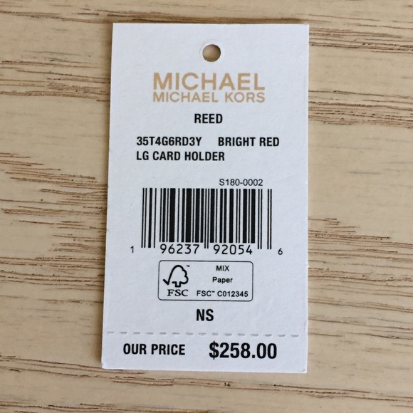 Michael Kors Reed Bright Red Card Holder - Picture 5 of 5